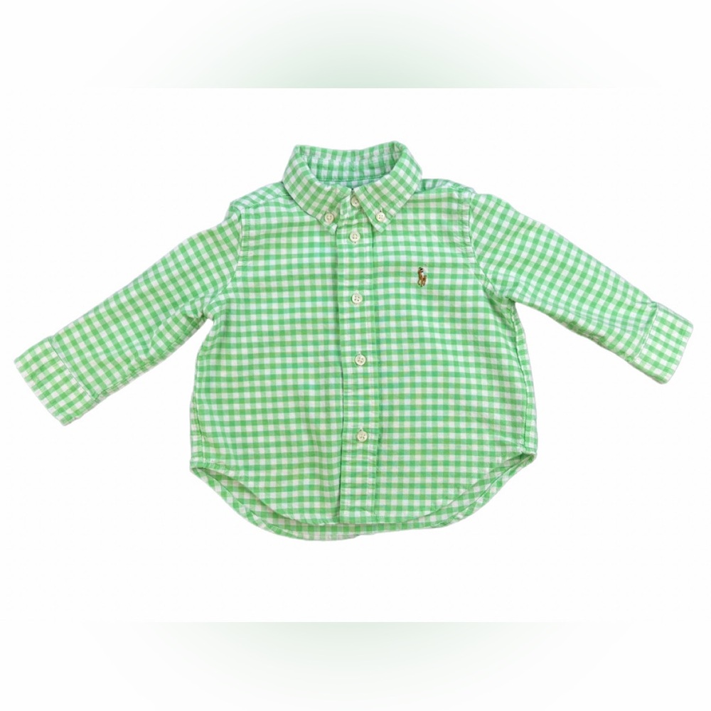 Ralph Lauren Baby Boy Gingham Button Down Shirt- 9 Months